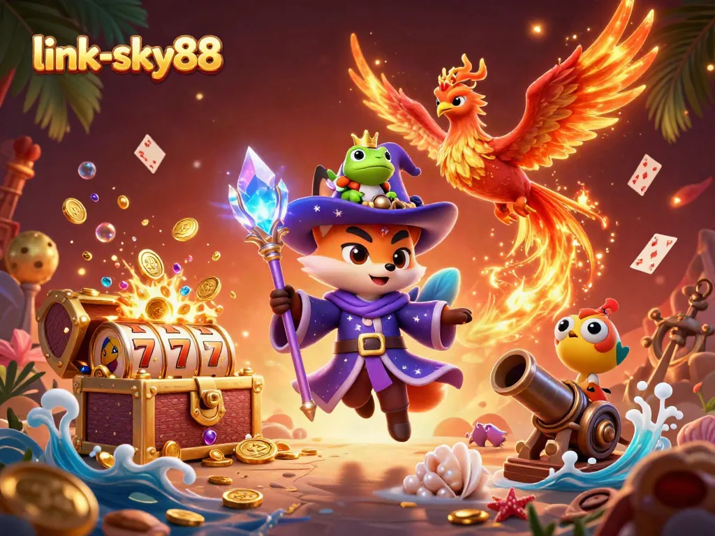 Experience exciting gameplay at link-sky88 with the wizard fox, phoenix, and treasure elements.