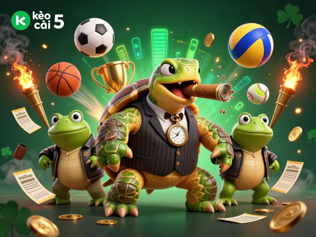 Engage with exciting betting opportunities at kèo nhà cái 5 showcasing lively characters and sports elements for a fun gambling experience.