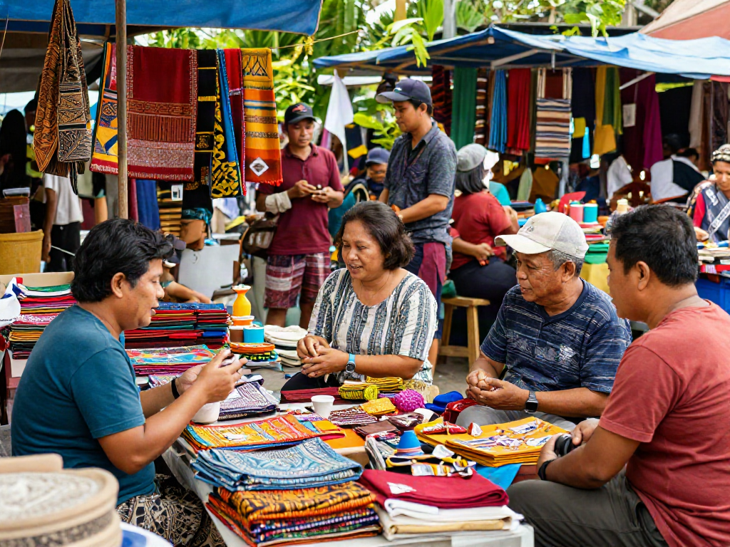 Engaging community scene promoting rokok88 login for local Indonesian products appreciation.