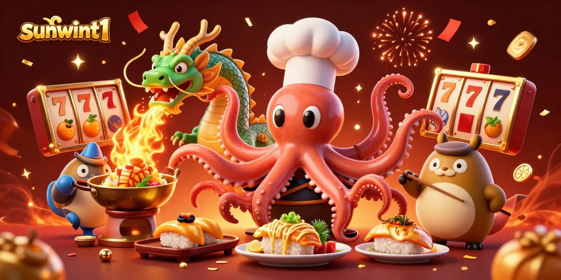 Engage with sunwint1 while enjoying a vibrant 3D casino scene featuring dynamic game elements, colorful characters, and festive energy.